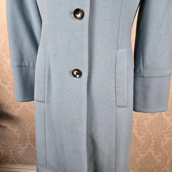 Macintosh New England Size 10 Light Blue Wool Coat Button Front Peter Pan Collar - Picture 3 of 12